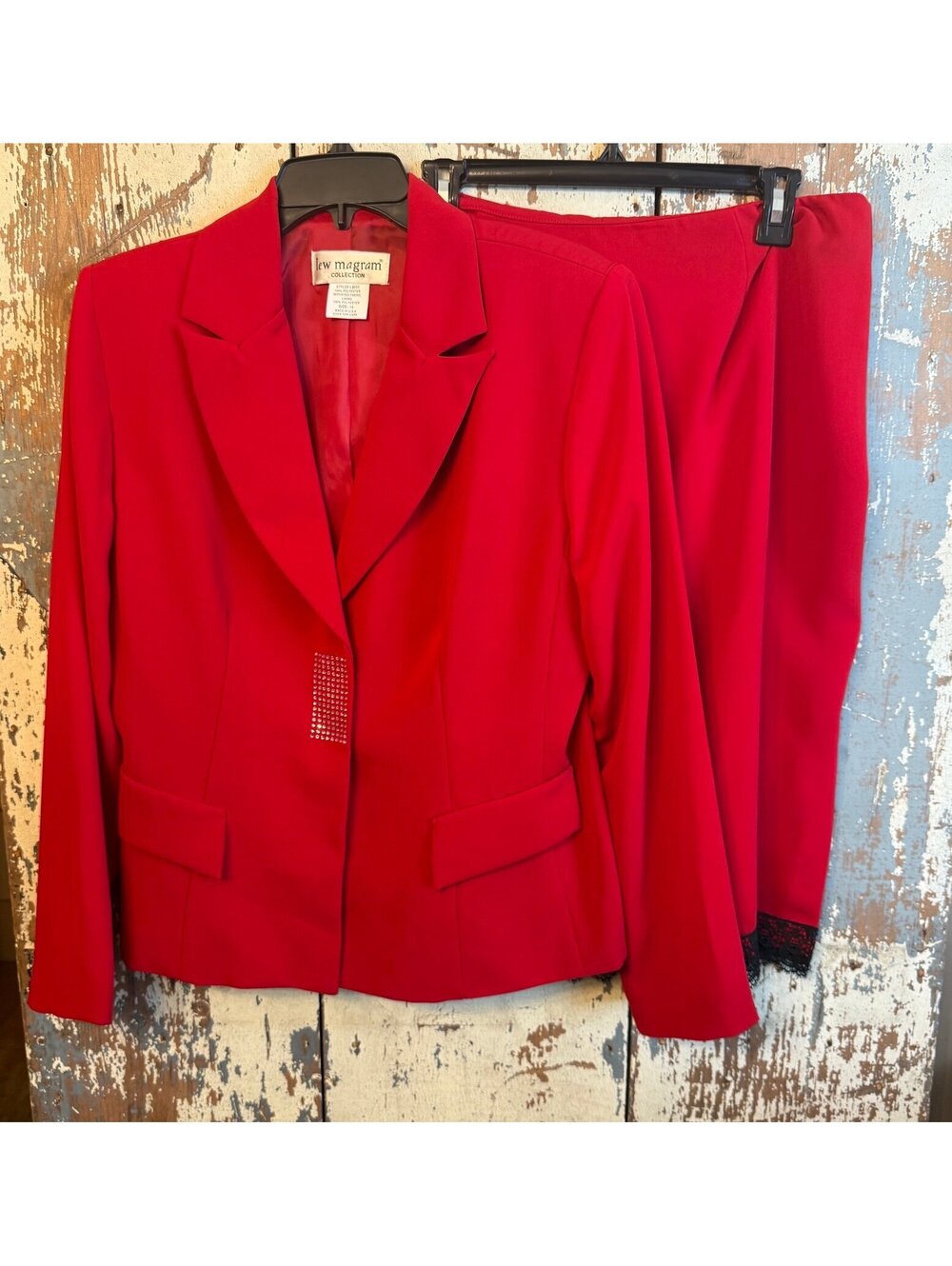 Lew Magram Collection Women's Red two piece skirt suit, size 14